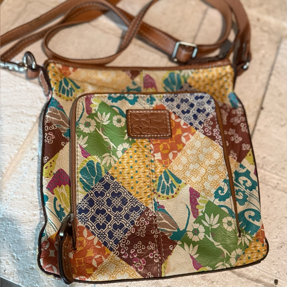 Vintage Fossil Crosstown Patchwork Crossbody bag